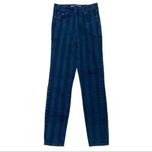 Zara Trafaluc Black Vertical Striped Skinny Jeans Women's Size 00